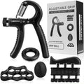 Hand Grip Strengthener Exercise Kit with 5 Pieces Hand Exerciser for Men Women Power Hand Grip Trainer Finger Stretcher Grip Ring Stress Relief Ball for Grip Strength Training (Black)
